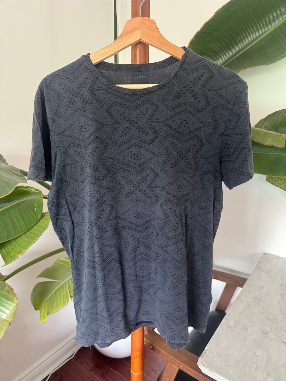 All Saints Black Star Eyelet Short Sleeve Tee